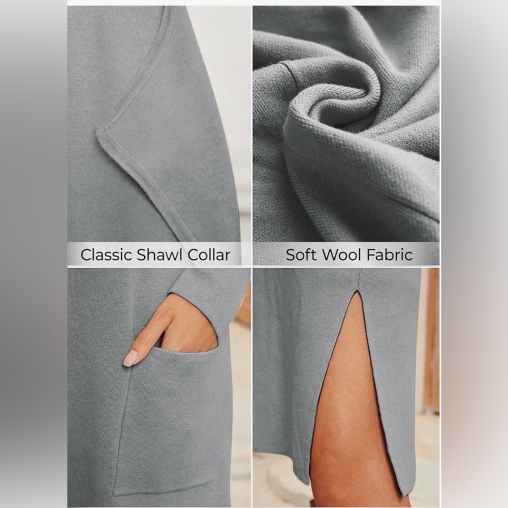 Lillusory Oversized Long Knit Coatigan w/Wool- Heather Gray - Size L - Worn Once - Picture 6 of 10